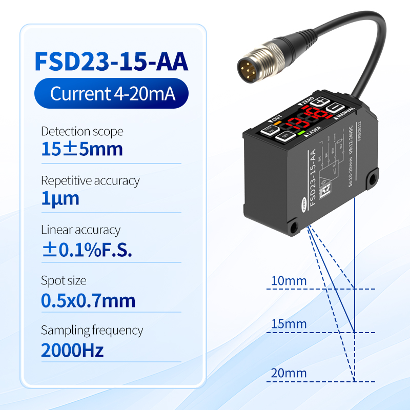 เลเซอร์ดิสเพลสเมนต์เซนเซอร์รุ่น FUWEI FSD23 ในการวัดความสูงของแม่พิมพ์อย่างแม่นยำ