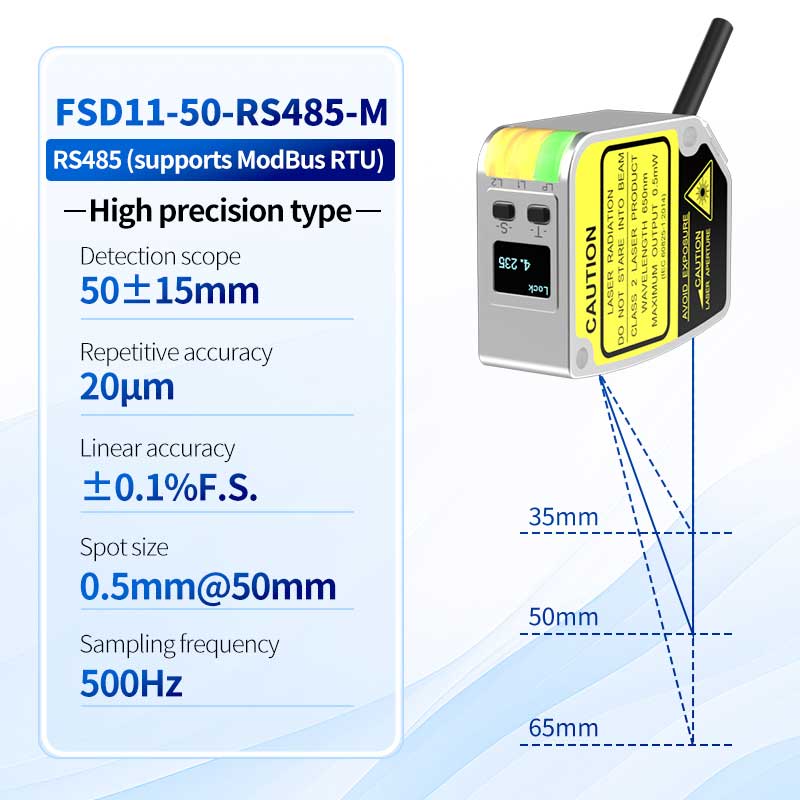 FSD11-50-RS485-M เซ็นเซอร์วัดความหนา 0.01 มม. ความแม่นยำสูง